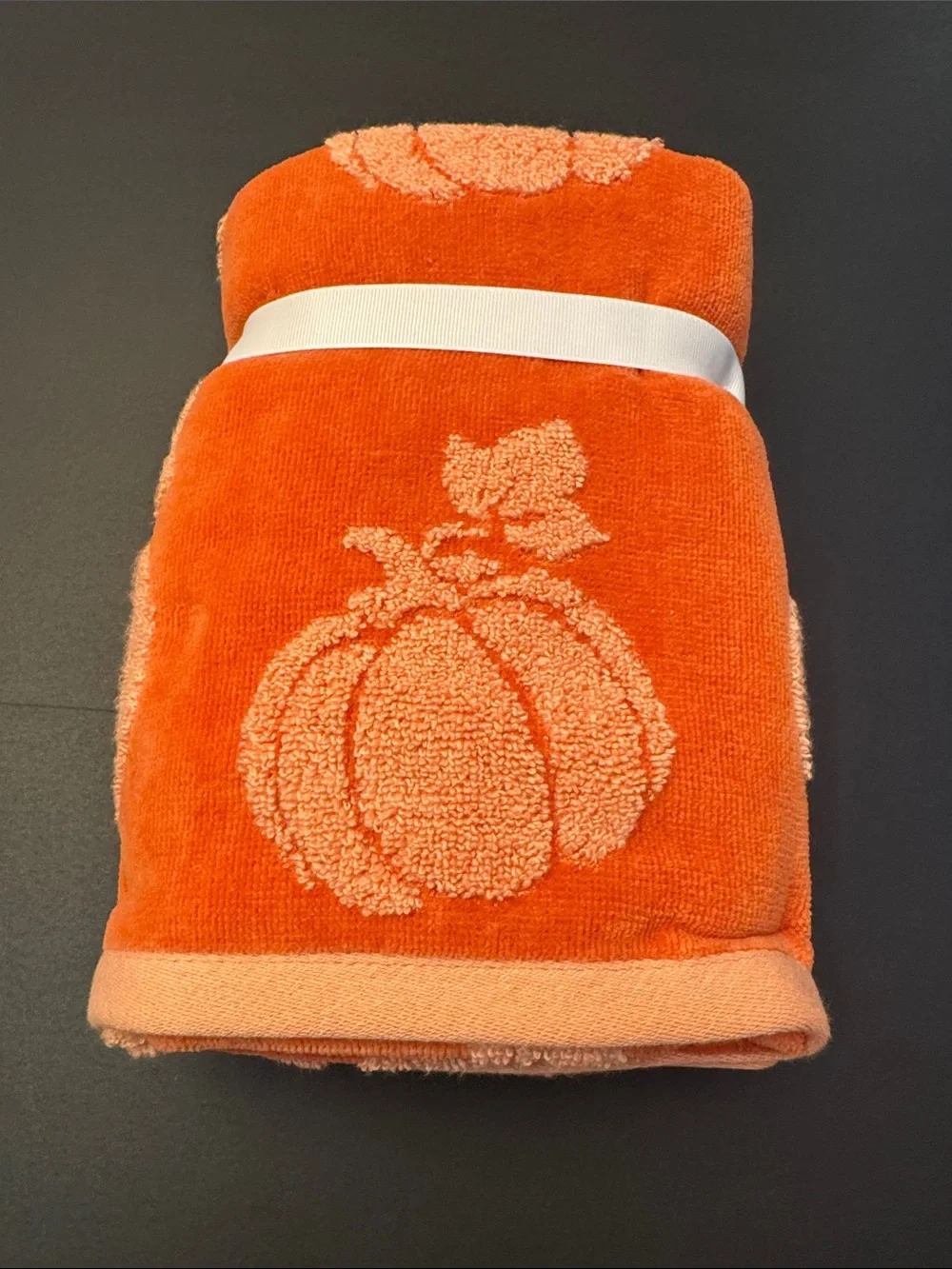 4pc CARO HOME Pumpkin Pattern Orange Bath & Hand Towel Set - Fall - Holiday